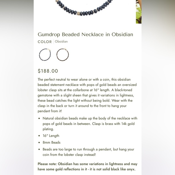 Jane Win Gumdrop Beaded Necklace in Obsidian - Picture 7 of 7